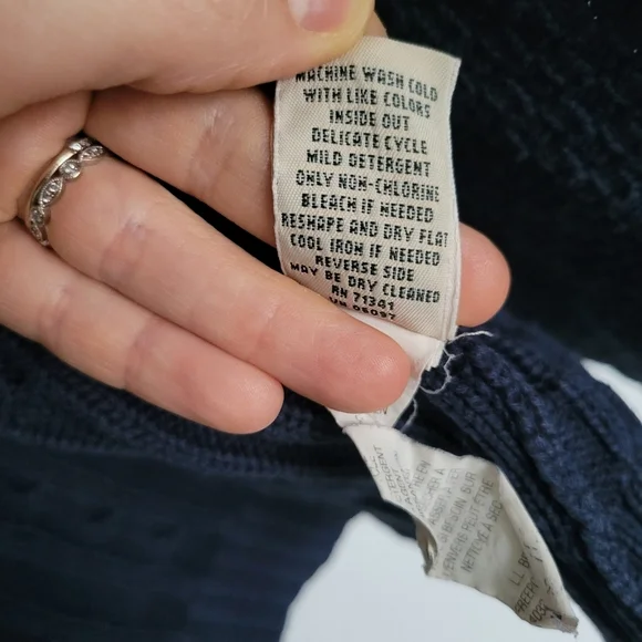 LL Bean Blue Chunky Cable Knit Cardigan Sweater Size Small Womens - Picture 4 of 5